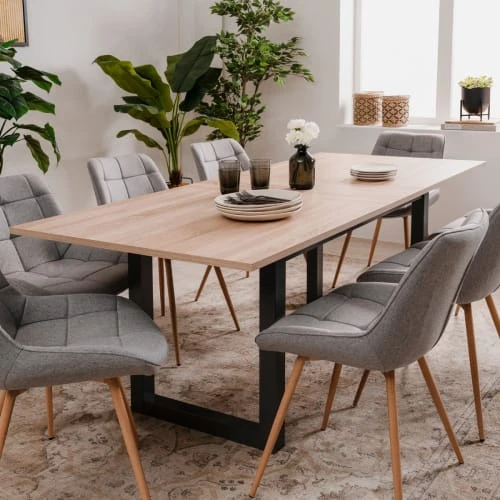 Homifab Tables à Manger Table à Manger Extensible Effet Chêne 160/200 Cm 5 Homifab Tables à Manger Table à Manger Extensible Effet Chêne 160/200 Cm – Image 3