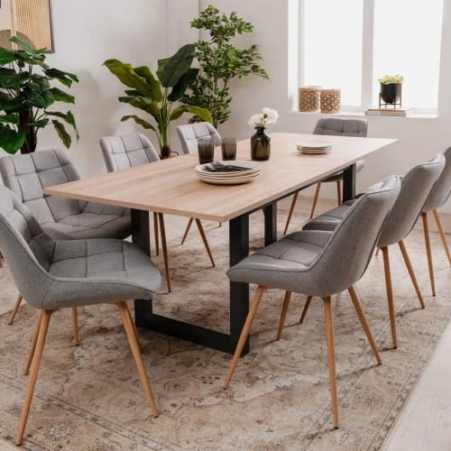 Homifab Tables à Manger Table à Manger Extensible Effet Chêne 160/200 Cm 6 Homifab Tables à Manger Table à Manger Extensible Effet Chêne 160/200 Cm – Image 4