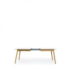 Tenzo Tables à Manger Table à Manger Extensible En Bois 160-205x90cm Blanc Et Bois Clair -Marquee Magasin table a manger extensible en bois 160 205x90cm blanc et bois clair 3