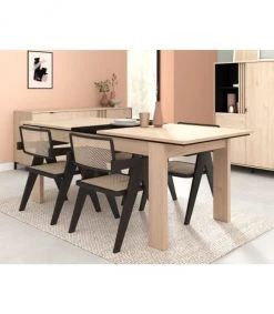 Calicosy Tables à Manger Table à Manger Extensible L180-215 Cm - Décor Chêne Et Noir -Marquee Magasin table a manger extensible l180 215 cm decor chene et noir 3