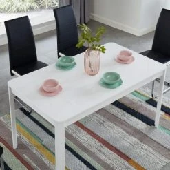 Baita Tables à Manger Table à Manger Laqué Blanc Brillant 140cm -Marquee Magasin table a manger laque blanc brillant 140cm 2