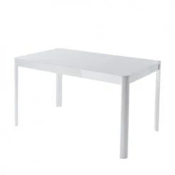 Baita Tables à Manger Table à Manger Laqué Blanc Brillant 140cm