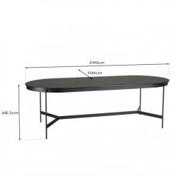 MACABANE Tables à Manger Table à Manger Ovale Noire 240x104cm Piètement Métal -Marquee Magasin table a manger ovale noire 240x104cm pietement metal 5