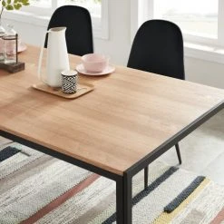 Drawer Tables à Manger Table à Manger Plaquée Frêne Et Métal 180 X 90 Cm -Marquee Magasin table a manger plaquee frene et metal 180 x 90 cm 3