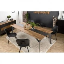 MACABANE Tables à Manger Table à Manger Plateau En Teck Recyclé Métal Pieds Métal Noir L220 -Marquee Magasin table a manger plateau en teck recycle metal pieds metal noir l220 3