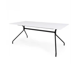Meubles & Design Tables à Manger Table à Manger Rectangulaire 180x90cm Blanche Pieds Noirs