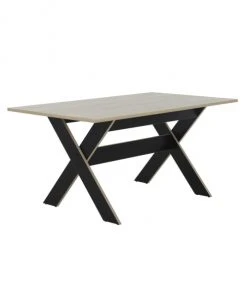 Calicosy Tables à Manger Table à Manger Rectangulaire Décor Bois Et Noir - L160cm