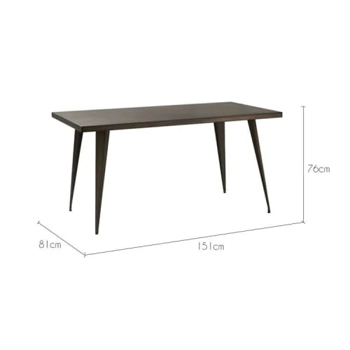 Rendez Vous Déco Tables à Manger Table à Manger Rectangulaire En Métal Gris, 6 Personnes 6 Rendez Vous Déco Tables à Manger Table à Manger Rectangulaire En Métal Gris, 6 Personnes – Image 4