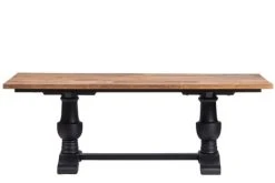 Hellin Tables à Manger Table à Manger Rectangulaire En Teck Piétement Noir Poutre L220