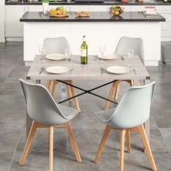 Urban Meuble Tables à Manger Table à Manger Rectangulaire Rustique Chêne Gris 120x80 -Marquee Magasin table a manger rectangulaire rustique chene gris 120x80 3