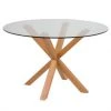 Meubles & Design Tables à Manger Table à Manger Ronde 119cm En Verre Pieds Bois -Marquee Magasin table a manger ronde 119cm en verre pieds bois