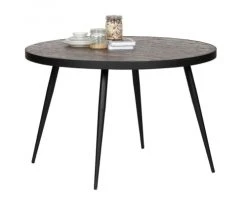 Woood Tables à Manger Table à Manger Ronde 120x120cm En Bois Et Métal Noir -Marquee Magasin table a manger ronde 120x120cm en bois et metal noir 2