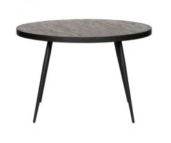 Woood Tables à Manger Table à Manger Ronde 120x120cm En Bois Et Métal Noir