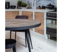 Woood Tables à Manger Table à Manger Ronde 120x120cm En Bois Et Métal Noir -Marquee Magasin table a manger ronde 120x120cm en bois et metal noir 4