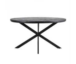 Meubles & Design Tables à Manger Table à Manger Ronde 140cm En Bois Et Métal Noir -Marquee Magasin table a manger ronde 140cm en bois et metal noir 2