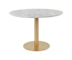 Meubles & Design Tables à Manger Table à Manger Ronde Aspect Marbre 110 Cm Gris