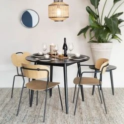 Drawer Tables à Manger Table à Manger Ronde En Bois D100cm Noir -Marquee Magasin table a manger ronde en bois d100cm noir 3