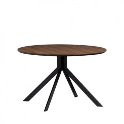 Woood Tables à Manger Table à Manger Ronde En Bois Et Métal H75xD120m Bois Foncé