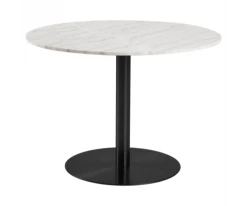 Meubles & Design Tables à Manger Table à Manger Ronde En Marbre Blanc Pied Noir
