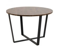 Meubles & Design Tables à Manger Table à Manger Ronde En Marbre Et Métal 110cm Marron -Marquee Magasin table a manger ronde en marbre et metal 110cm marron 2