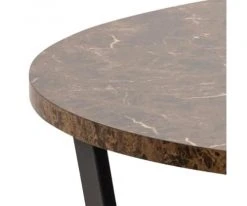 Meubles & Design Tables à Manger Table à Manger Ronde En Marbre Et Métal 110cm Marron -Marquee Magasin table a manger ronde en marbre et metal 110cm marron 3