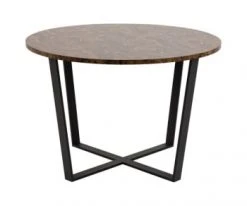 Meubles & Design Tables à Manger Table à Manger Ronde En Marbre Et Métal 110cm Marron -Marquee Magasin table a manger ronde en marbre et metal 110cm marron 4