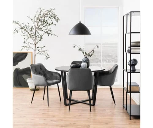 Meubles & Design Tables à Manger Table à Manger Ronde En Marbre Et Métal 110cm Noir 4 Meubles & Design Tables à Manger Table à Manger Ronde En Marbre Et Métal 110cm Noir – Image 2