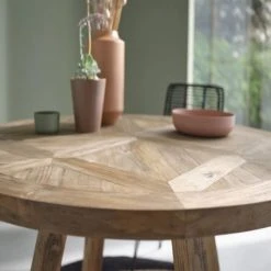 Bois Dessus Bois Dessous Tables à Manger Table à Manger Ronde En Teck Recyclé 4 Personnes -Marquee Magasin table a manger ronde en teck recycle 4 personnes 3