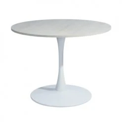 Urban Meuble Tables à Manger Table à Manger Ronde Style Scandinave Blanc/Chêne Dia.100CM