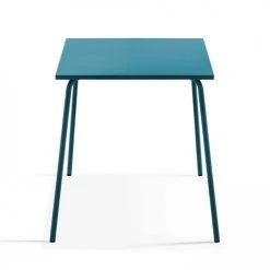 Oviala Tables à Manger Table Carrée Bistro Acier Bleu Pacific -Marquee Magasin table carree bistro acier bleu pacific 4