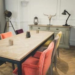 Robin Des Bois Tables à Manger Table Chêne Massif Et Pieds Métal L 200 -Marquee Magasin table chene massif et pieds metal l 200 3