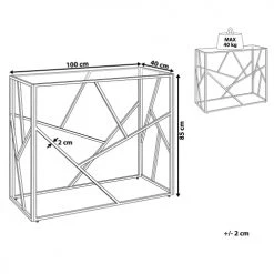 Beliani Consoles Et Drapiers Table Console Argenté En Verre -Marquee Magasin table console argente en verre 4