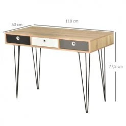 Homcom Consoles Et Drapiers Table Console Design Scandinave 3 Tiroirs Tricolores -Marquee Magasin table console design scandinave 3 tiroirs tricolores 2