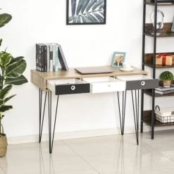 Homcom Consoles Et Drapiers Table Console Design Scandinave 3 Tiroirs Tricolores -Marquee Magasin table console design scandinave 3 tiroirs tricolores 4