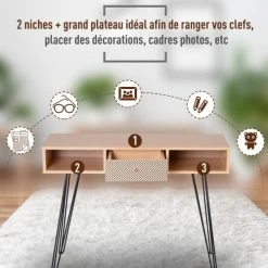 Homcom Consoles Et Drapiers Table Console Design Scandinave Graphique -Marquee Magasin table console design scandinave graphique 3
