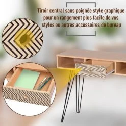 Homcom Consoles Et Drapiers Table Console Design Scandinave Graphique -Marquee Magasin table console design scandinave graphique 4