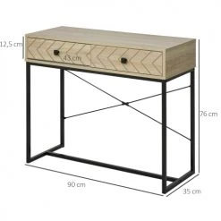 Homcom Consoles Et Drapiers Table Console Industriel 2 Tiroirs 10 Homcom Consoles Et Drapiers Table Console Industriel 2 Tiroirs -Marquee Magasin table console industriel 2 tiroirs 2