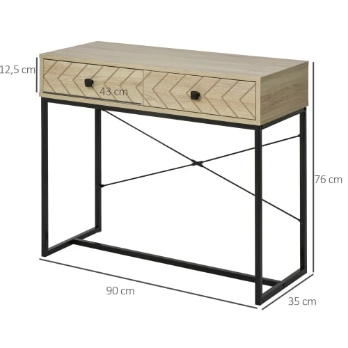 Homcom Consoles Et Drapiers Table Console Industriel 2 Tiroirs 5 Homcom Consoles Et Drapiers Table Console Industriel 2 Tiroirs – Image 3