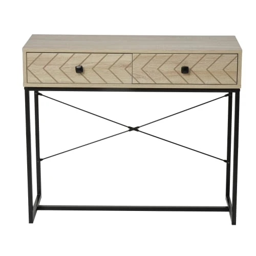 Homcom Consoles Et Drapiers Table Console Industriel 2 Tiroirs 7 Homcom Consoles Et Drapiers Table Console Industriel 2 Tiroirs – Image 5