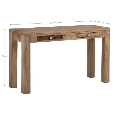 WOMO-DESIGN Consoles Et Drapiers Table Console Marron Avec 2 Tiroirs à L'épaule, 76x132x40 Cm 5 WOMO-DESIGN Consoles Et Drapiers Table Console Marron Avec 2 Tiroirs à L'épaule, 76x132x40 Cm – Image 3