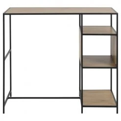 Toilinux Tables à Manger Table De Bar Avec 3 Niches De Rangement En Mdf Et Métal Noir -Marquee Magasin table de bar avec 3 niches de rangement en mdf et metal noir 3