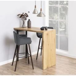 Toilinux Tables à Manger Table De Bar En MDF Et Métal Pour 2 à 3 Personnes Marron Et Noir -Marquee Magasin table de bar en mdf et metal pour 2 a 3 personnes marron et noir 3