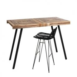 Drawer Tables à Manger Table De Bar En Métal Et Teck Recyclé H106xL140cm Bois Et Métal -Marquee Magasin table de bar en metal et teck recycle h106xl140cm bois et metal 3