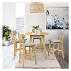 Rendez Vous Déco Tables à Manger Table De Bar Ronde En Bois Clair, 4 Personnes -Marquee Magasin table de bar ronde en bois clair 4 personnes 1