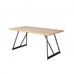 Meubletmoi Tables à Manger Table De Repas 160 Cm Décor Bois Et Pieds Métal Noir