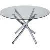 ATHM DESIGN Tables à Manger Table De Repas Argent Plateau Verre Pieds Métal D120cm -Marquee Magasin table de repas argent plateau verre pieds metal d120cm