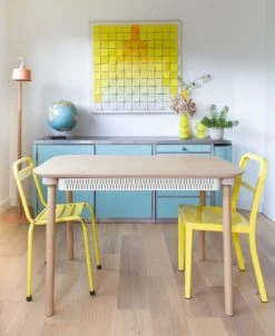 DIZY Design Tables à Manger Table De Repas Avec 2 Tiroirs En Chêne Et Métal Blanc -Marquee Magasin table de repas avec 2 tiroirs en chene et metal blanc 2