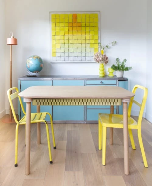 DIZY Design Tables à Manger Table De Repas Avec 2 Tiroirs En Chêne Et Métal Laiton 5 DIZY Design Tables à Manger Table De Repas Avec 2 Tiroirs En Chêne Et Métal Laiton – Image 3