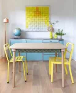 DIZY Design Tables à Manger Table De Repas Avec 2 Tiroirs En Chêne Et Métal Vert -Marquee Magasin table de repas avec 2 tiroirs en chene et metal vert 2