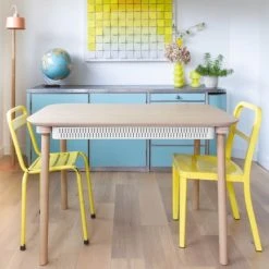 DIZY Design Tables à Manger Table De Repas Avec Tiroir En Chêne Et Métal Blanc -Marquee Magasin table de repas avec tiroir en chene et metal blanc 2